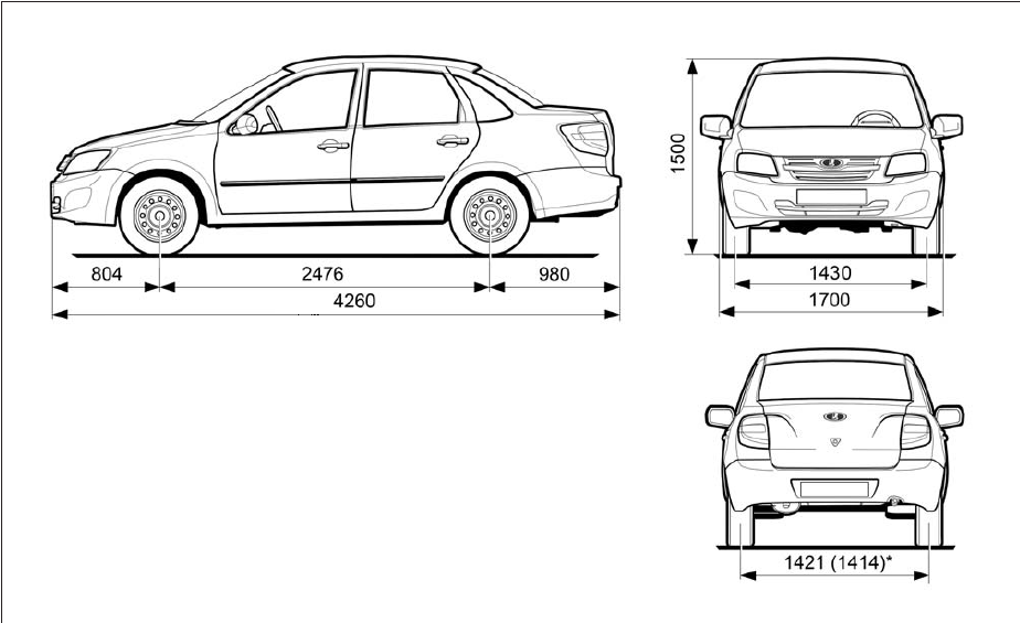 Габариты машины лада гранта