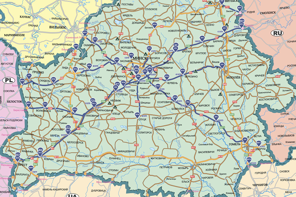 Карта железных дорог беларуси с остановками