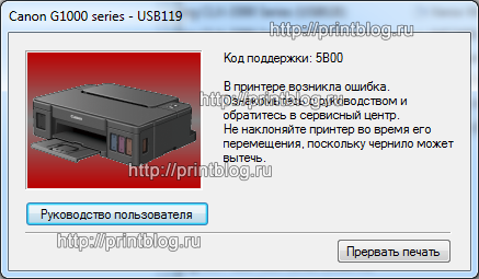 Canon Pixma G1400, G1000 Код поддержки 5B00 (5В00). Сброс памперса