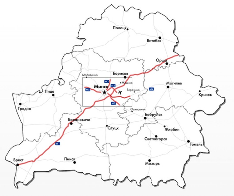 Карта автомобильных дорог рб