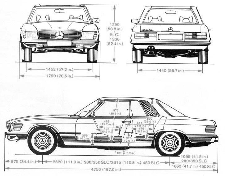 wymiary-mercedes-sl-r107-coupe-c107